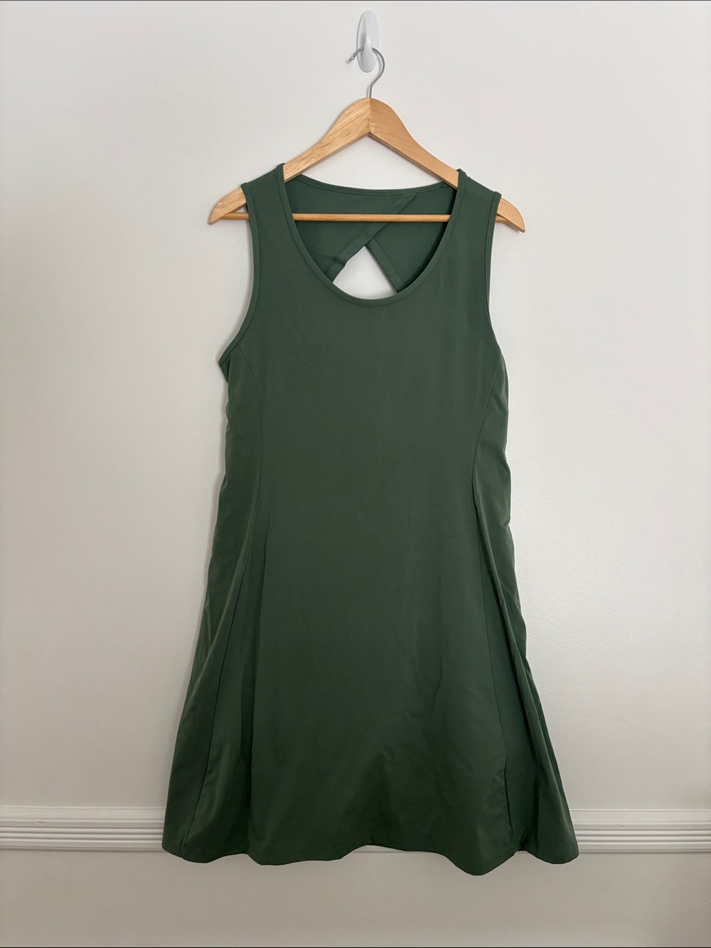 Sleeveless Dark Olive Mini Dress with Back Cutout